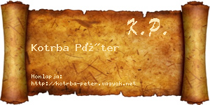 Kotrba Péter névjegykártya